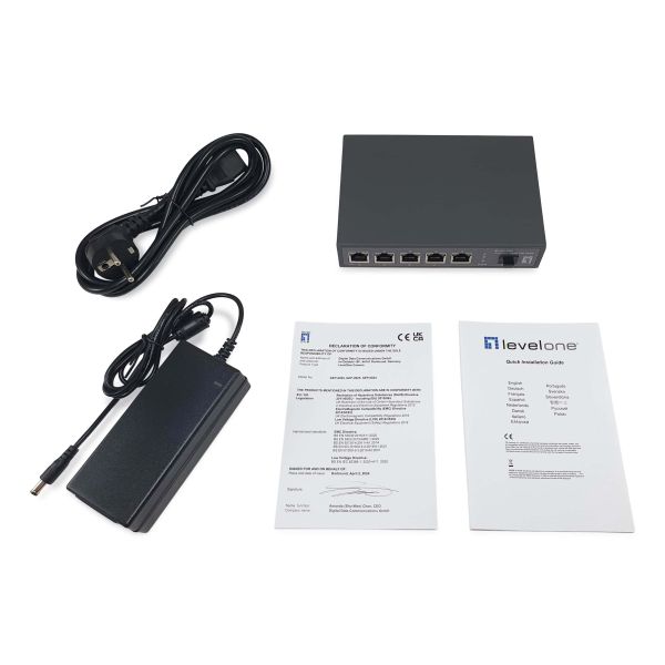 LevelOne GEP-0625 netwerk-switch Unmanaged 2.5G Ethernet (100/1000/2500) Power over Ethernet (PoE) Zwart (GEP-0625)