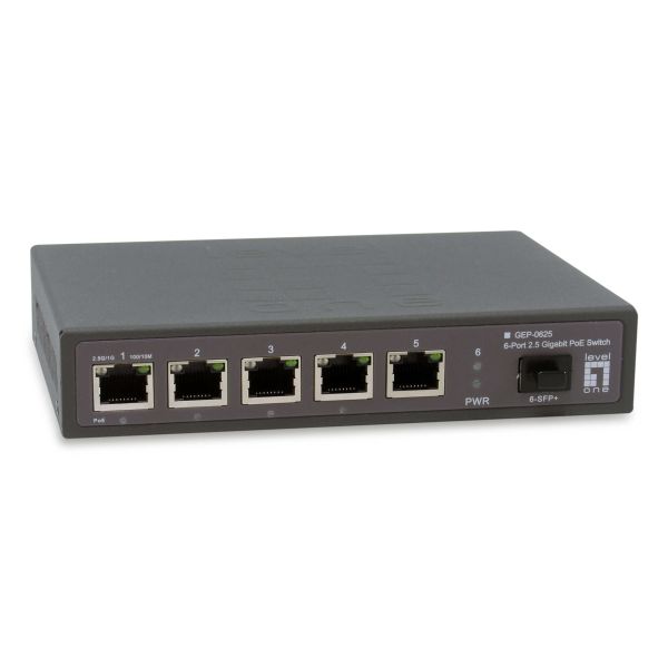 LevelOne GEP-0625 netwerk-switch Unmanaged 2.5G Ethernet (100/1000/2500) Power over Ethernet (PoE) Zwart (GEP-0625)