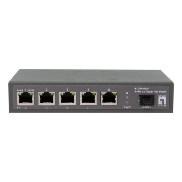 LevelOne GEP-0625 netwerk-switch Unmanaged 2.5G Ethernet (100/1000/2500) Power over Ethernet (PoE) Zwart (GEP-0625)