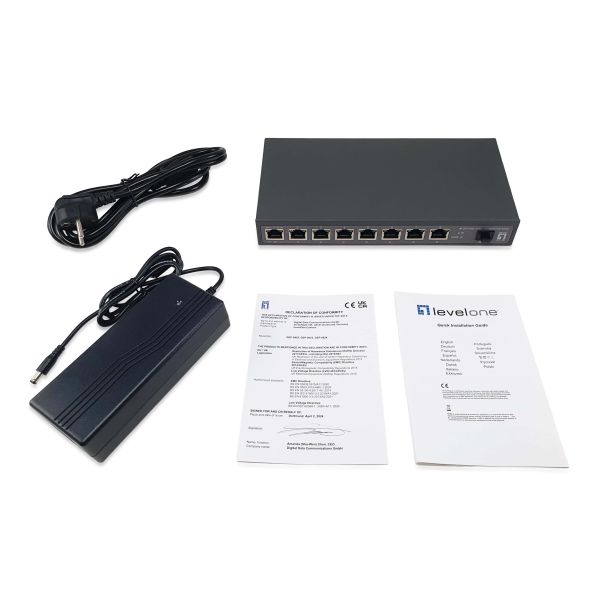 LevelOne GEP-0925 netwerk-switch Unmanaged 2.5G Ethernet (100/1000/2500) Power over Ethernet (PoE) Zwart (GEP-0925)