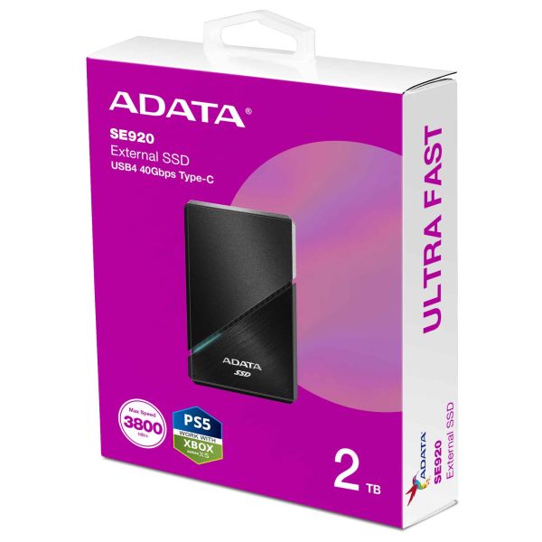 ADATA SE920 Thunderbolt technologie 2 TB USB Type-C 3.2 Gen 2 (3.1 Gen 2) Zwart (SE920-2TCBK)