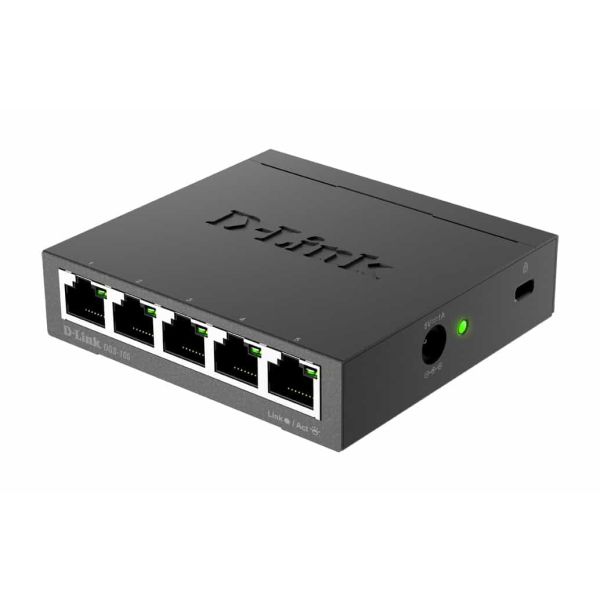 D-Link DGS-105 Unmanaged L2 Gigabit Ethernet (10/100/1000) Zwart (DGS-105)