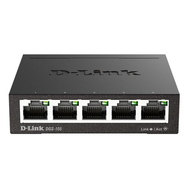 D-Link DGS-105 Unmanaged L2 Gigabit Ethernet (10/100/1000) Zwart (DGS-105)