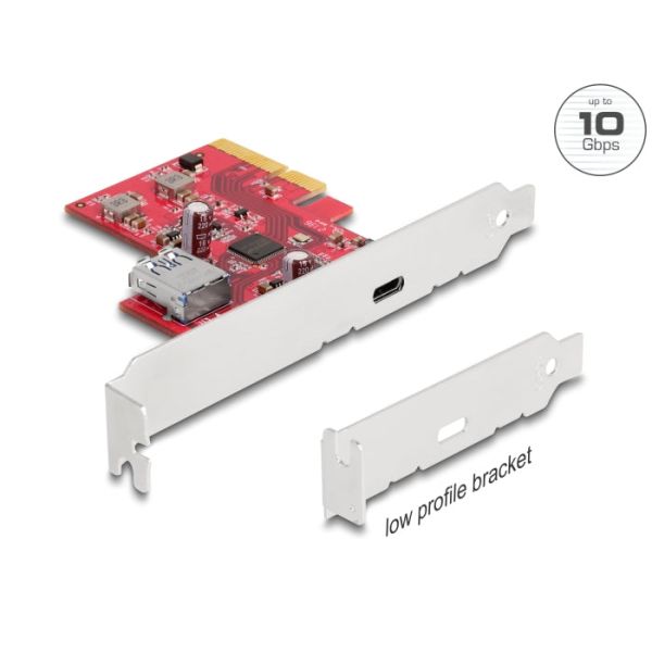 Delock PCI Express x4 Karte zu 1 x extern USB 10 Gbps USB TC (90158)