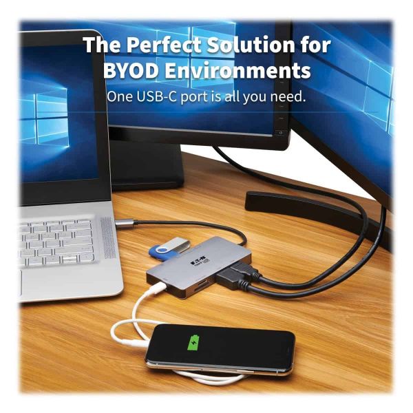 Tripp Lite U442-DOCK8G-GG laptop dock & poortreplicator Bedraad USB 3.2 Gen 1 (3.1 Gen 1) Type-C Zwart, Grijs (U442-DOCK8G-GG)