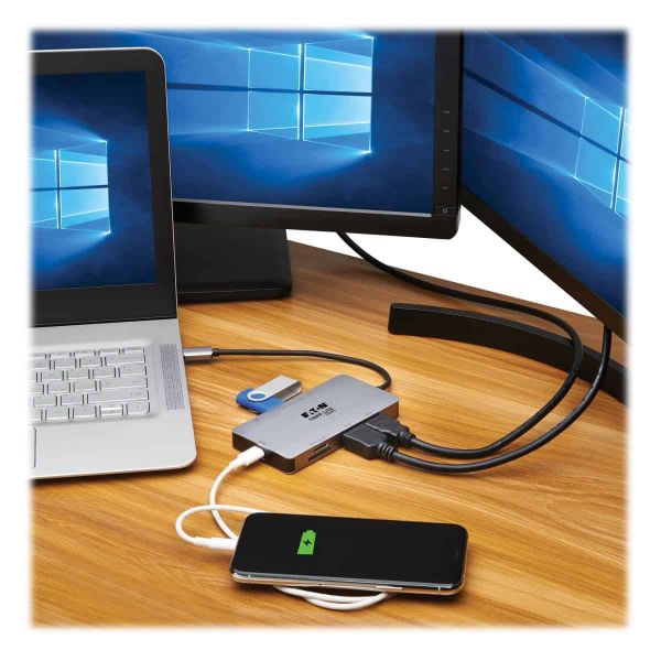 Tripp Lite U442-DOCK8G-GG laptop dock & poortreplicator Bedraad USB 3.2 Gen 1 (3.1 Gen 1) Type-C Zwart, Grijs (U442-DOCK8G-GG)