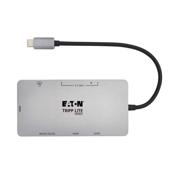 Tripp Lite U442-DOCK8G-GG laptop dock & poortreplicator Bedraad USB 3.2 Gen 1 (3.1 Gen 1) Type-C Zwart, Grijs (U442-DOCK8G-GG)