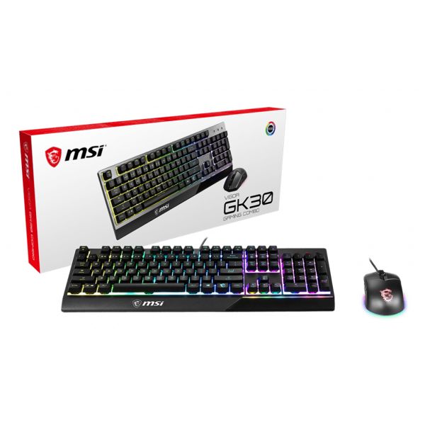 MSI Vigor GK30 COMBO (US) toetsenbord Inclusief muis Gamen USB QWERTY Amerikaans Engels Zwart (S11-04US602-CLA)