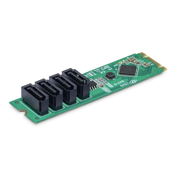 StarTech.com 4-Port M.2 naar SATA Adapter Kaart, M.2 PCIe 3.0 naar SATA HDD/SSD Uitbreidingskaart, ASM1064 Chipset, M.2 NVMe naar 4x HDD/SSD voor Windows/macOS/Linux (4P-SATA-M2-ADAPTER)