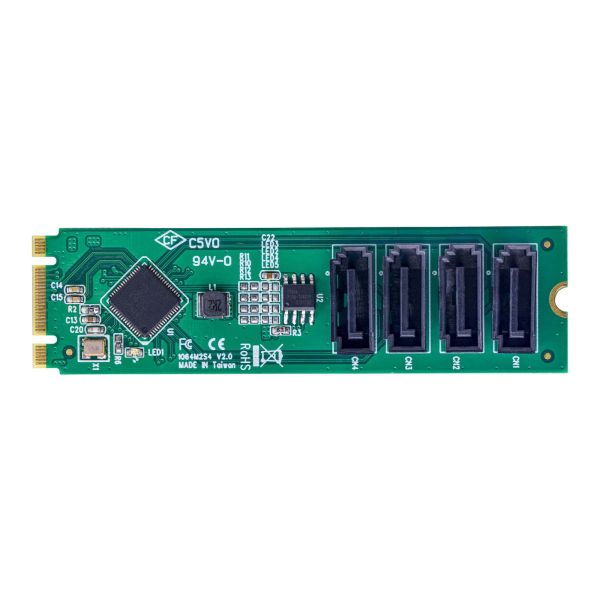 StarTech.com 4-Port M.2 naar SATA Adapter Kaart, M.2 PCIe 3.0 naar SATA HDD/SSD Uitbreidingskaart, ASM1064 Chipset, M.2 NVMe naar 4x HDD/SSD voor Windows/macOS/Linux (4P-SATA-M2-ADAPTER)