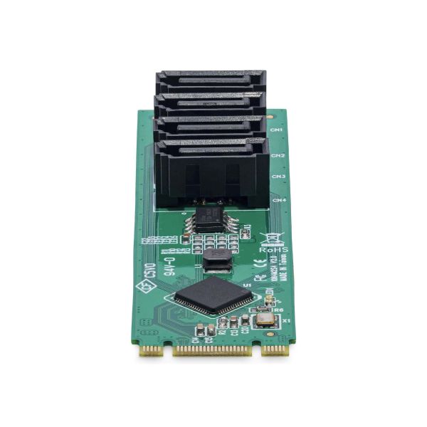StarTech.com 4-Port M.2 naar SATA Adapter Kaart, M.2 PCIe 3.0 naar SATA HDD/SSD Uitbreidingskaart, ASM1064 Chipset, M.2 NVMe naar 4x HDD/SSD voor Windows/macOS/Linux (4P-SATA-M2-ADAPTER)