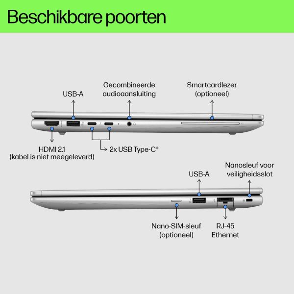 HP EliteBook 640 G11 Intel Core Ultra 5 125U Laptop 35,6 cm (14") WUXGA 16 GB DDR5-SDRAM 512 GB SSD Wi-Fi 6E (802.11ax) Windows 11 Pro Zilver (A37T8ET#ABH)