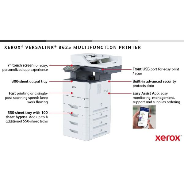 Xerox VersaLink B625V_DN multifunctionele printer Laser A4 1200 x 1200 DPI 65 ppm (B625V_DN) n/a