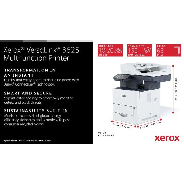 Xerox VersaLink B625V_DN multifunctionele printer Laser A4 1200 x 1200 DPI 65 ppm (B625V_DN) n/a
