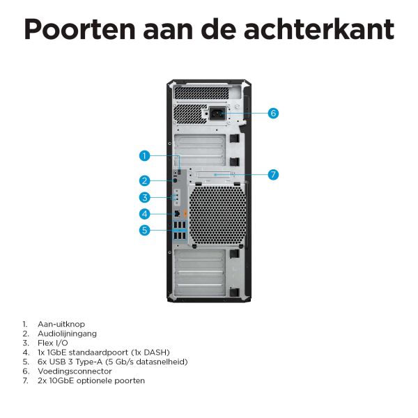 HP Z6 G5 A AMD Ryzen Threadripper PRO 7955WX 32 GB DDR5-SDRAM 1 TB SSD Windows 11 Pro Tower Workstation AI Workstation Zwart (82G03ET#ABH)