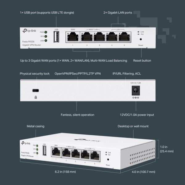 TP-Link Festa FR205 bedrade router 10 Gigabit Ethernet, 100 Gigabit Ethernet, Gigabit Ethernet Wit (FESTA FR205)