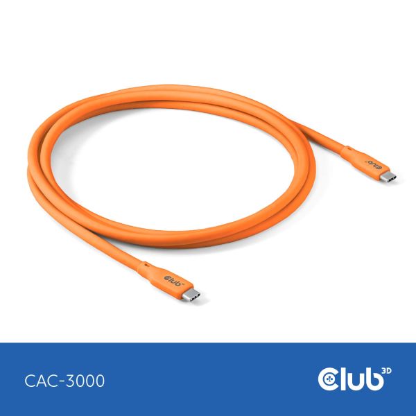 CLUB3D USB C oplaadkabel oranje siliconen & tangle-free (CAC-3000)
