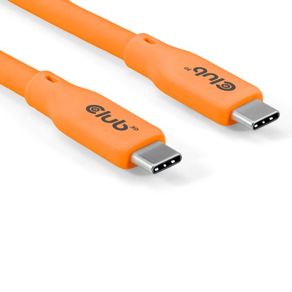 CLUB3D USB C oplaadkabel oranje siliconen & tangle-free (CAC-3000)
