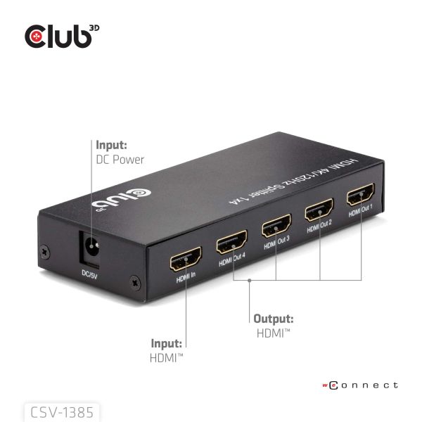 CLUB3D 1 to 4 HDMI™ Splitter 4K120Hz (CSV-1385)
