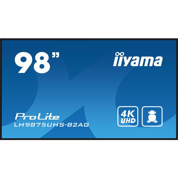 iiyama LH9875UHS-B2AG beeldkrant Digitale signage flatscreen 2,48 m (97.5") LED Wifi 500 cd/m² 4K Ultra HD Zwart Type processor Android 11 24/7 (LH9875UHS-B2AG) iiyama LH9875UHS-B2AG beeldkrant Digitale signage flatscreen 2,48 m (97.5") LED Wifi 500 cd/m² 4K Ultra HD Zwart Type processor Android 11 24/7 (LH9875UHS-B2AG)
