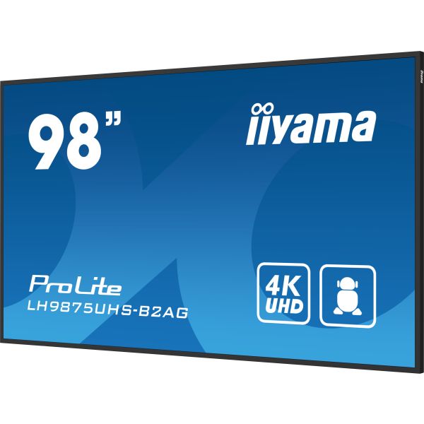 iiyama LH9875UHS-B2AG beeldkrant Digitale signage flatscreen 2,48 m (97.5") LED Wifi 500 cd/m² 4K Ultra HD Zwart Type processor Android 11 24/7 (LH9875UHS-B2AG) iiyama LH9875UHS-B2AG beeldkrant Digitale signage flatscreen 2,48 m (97.5") LED Wifi 500 cd/m² 4K Ultra HD Zwart Type processor Android 11 24/7 (LH9875UHS-B2AG)