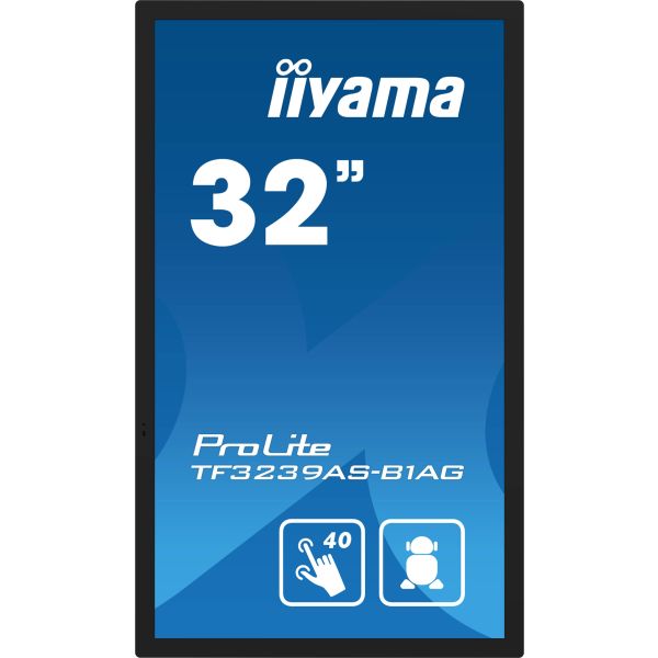 iiyama TF3239AS-B1AG beeldkrant Digitale signage flatscreen 80 cm (31.5") LED 500 cd/m² 2.4K Ultra HD Zwart Touchscreen Type processor Android 24/7 (TF3239AS-B1AG)