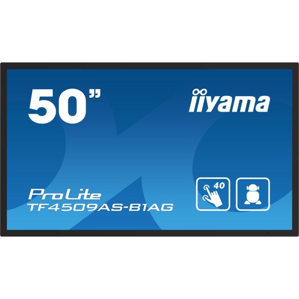 iiyama TF5039AS-B1AG beeldkrant Digitale signage flatscreen 125,7 cm (49.5") LED 500 cd/m² 4K Ultra HD Zwart Touchscreen Type processor Android 24/7 (TF5039AS-B1AG)