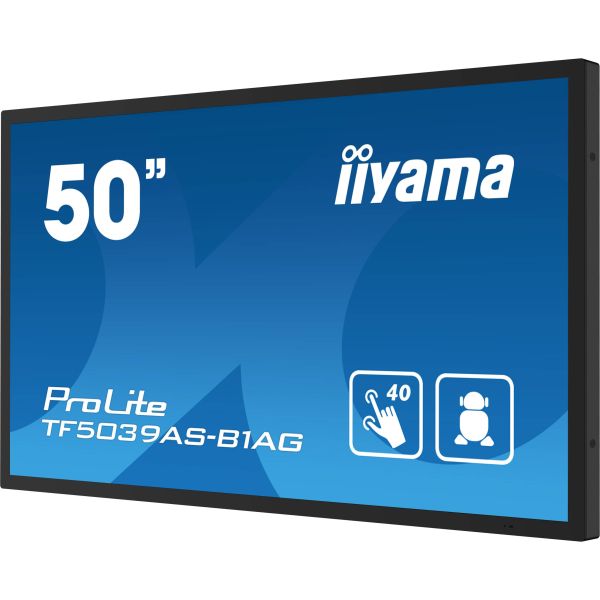 iiyama TF5039AS-B1AG beeldkrant Digitale signage flatscreen 125,7 cm (49.5") LED 500 cd/m² 4K Ultra HD Zwart Touchscreen Type processor Android 24/7 (TF5039AS-B1AG)