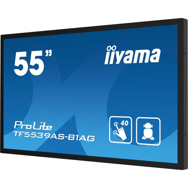 iiyama TF5539AS-B1AG beeldkrant Digitale signage flatscreen 138,7 cm (54.6") LED 500 cd/m² 4K Ultra HD Zwart Touchscreen Type processor Android 24/7 (TF5539AS-B1AG)