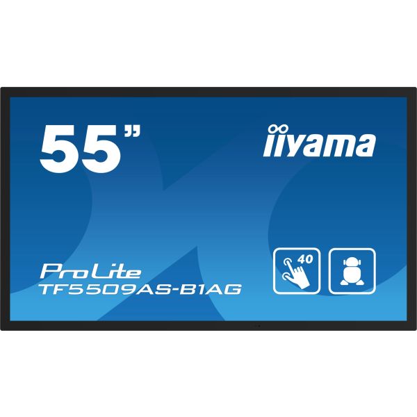 iiyama TF5539AS-B1AG beeldkrant Digitale signage flatscreen 138,7 cm (54.6") LED 500 cd/m² 4K Ultra HD Zwart Touchscreen Type processor Android 24/7 (TF5539AS-B1AG)
