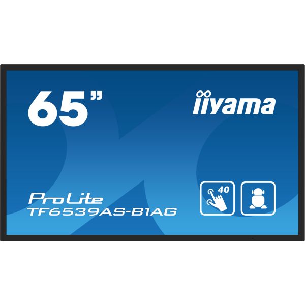 iiyama TF6539AS-B1AG beeldkrant Digitale signage flatscreen 163,8 cm (64.5") LED 500 cd/m² 4K Ultra HD Zwart Touchscreen Type processor Android 24/7 (TF6539AS-B1AG)