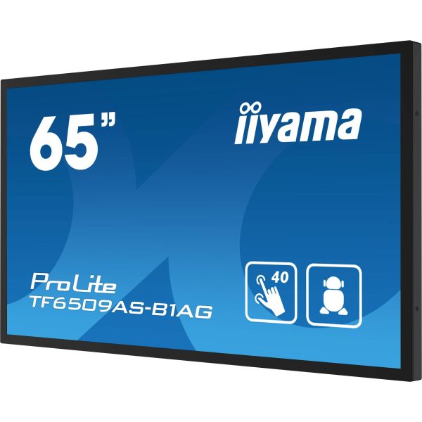 iiyama TF6539AS-B1AG beeldkrant Digitale signage flatscreen 163,8 cm (64.5") LED 500 cd/m² 4K Ultra HD Zwart Touchscreen Type processor Android 24/7 (TF6539AS-B1AG)