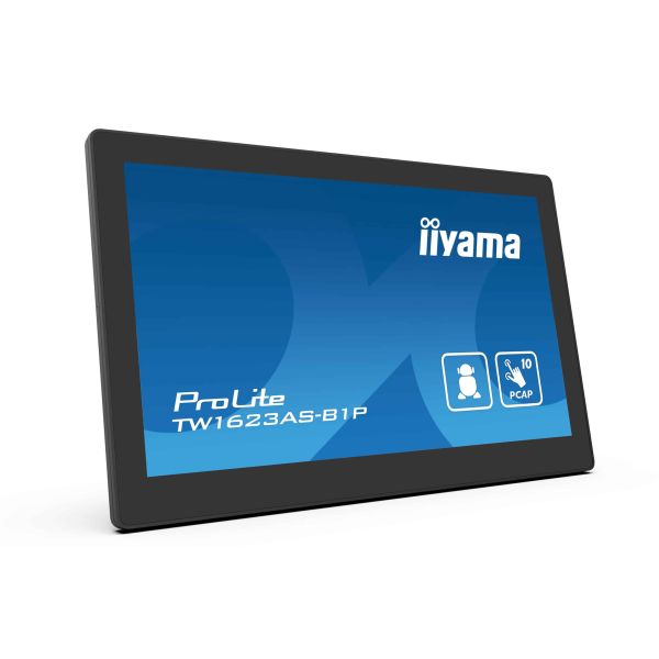 iiyama TW1623AS-B1P beeldkrant Interactief flatscreen 39,6 cm (15.6") Wifi 450 cd/m² Double Full HD Zwart Touchscreen Type processor Android 24/7 (TW1623AS-B1P)