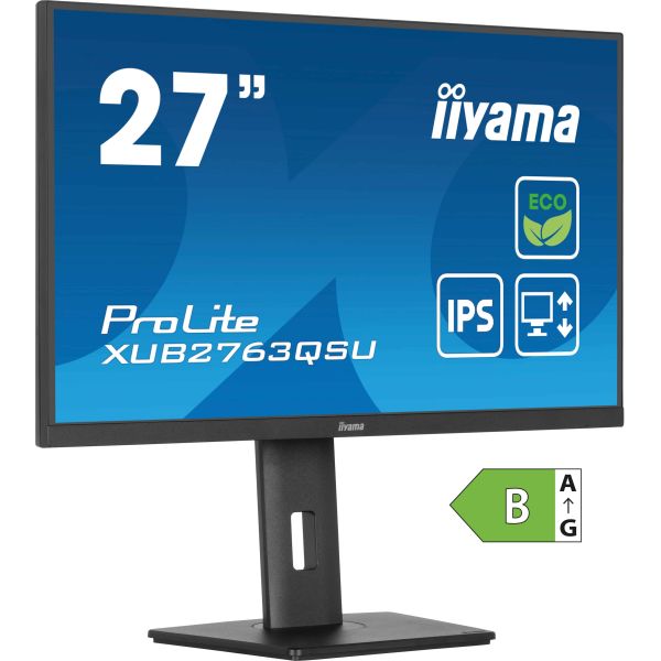iiyama ProLite XUB2763QSU-B1 computer monitor 68,6 cm (27") 2560 x 1440 Pixels Full HD LED Zwart (XUB2763QSU-B1)