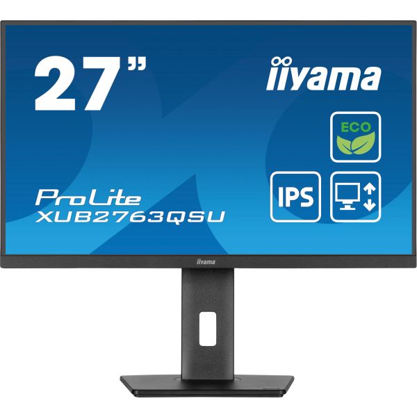 iiyama ProLite XUB2763QSU-B1 computer monitor 68,6 cm (27") 2560 x 1440 Pixels Quad HD LED Zwart (XUB2763QSU-B1) iiyama ProLite XUB2763QSU-B1 computer monitor 68,6 cm (27") 2560 x 1440 Pixels Quad HD LED Zwart (XUB2763QSU-B1)