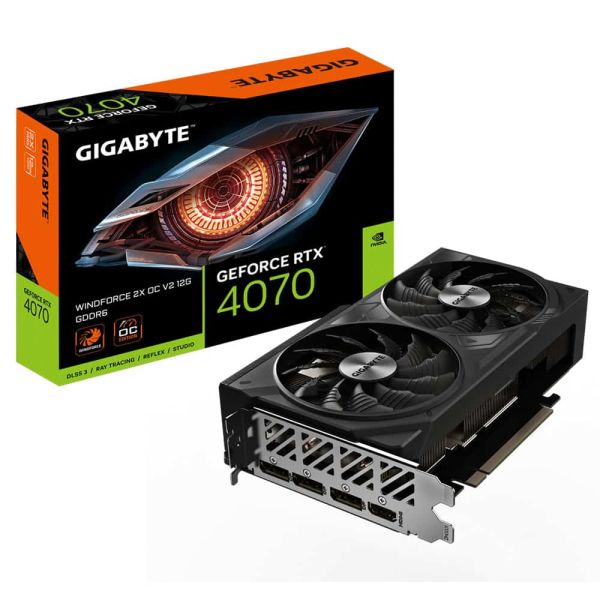 GIGABYTE GeForce RTX 4070 WINDFORCE 2X OC V2 12G NVIDIA 12 GB GDDR6 (GV-N4070WF2OCV2-12GD) GIGABYTE GeForce RTX 4070 WINDFORCE 2X OC V2 12G NVIDIA 12 GB GDDR6 (GV-N4070WF2OCV2-12GD)