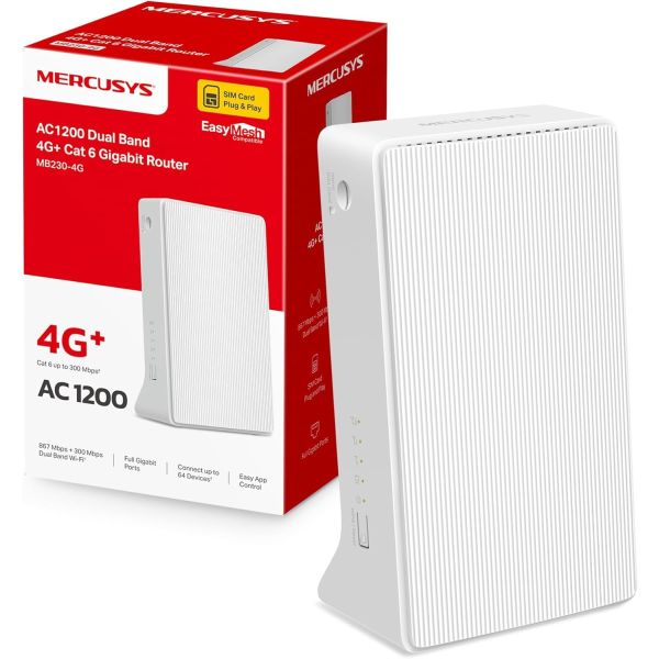 Mercusys AC1200 4G+ Cat 6 Gigabit Router (MB230-4G)