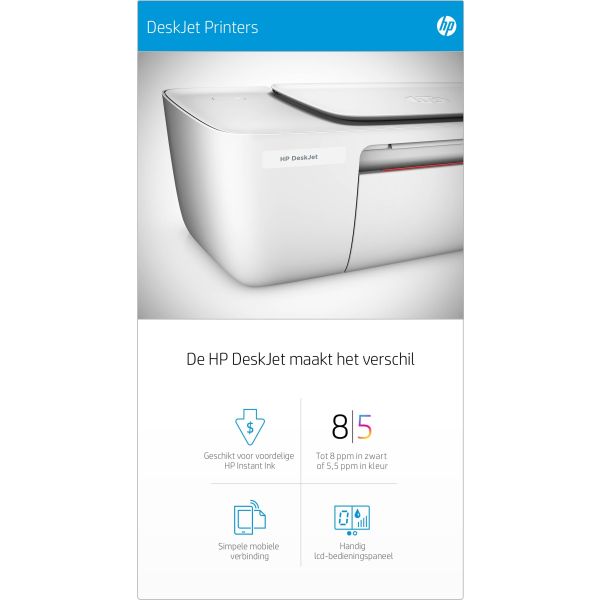 HP DeskJet 3760 All-in-One printer, Kleur, Printer voor Home, Afdrukken, kopiëren, scannen, draadloos, Draadloos; Geschikt voor Instant Ink; Printen vanaf een telefoon of tablet; Scannen naar pdf (T8X19B#629)