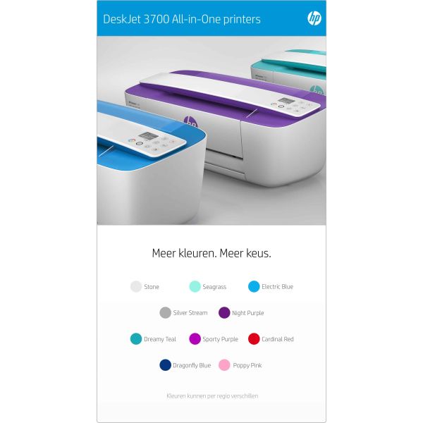 HP DeskJet 3760 All-in-One printer, Kleur, Printer voor Home, Afdrukken, kopiëren, scannen, draadloos, Draadloos; Geschikt voor Instant Ink; Printen vanaf een telefoon of tablet; Scannen naar pdf (T8X19B#629)