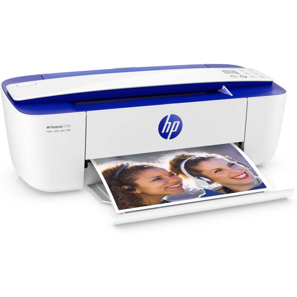 HP DeskJet 3760 All-in-One printer, Kleur, Printer voor Home, Afdrukken, kopiëren, scannen, draadloos, Draadloos; Geschikt voor Instant Ink; Printen vanaf een telefoon of tablet; Scannen naar pdf (T8X19B#629)