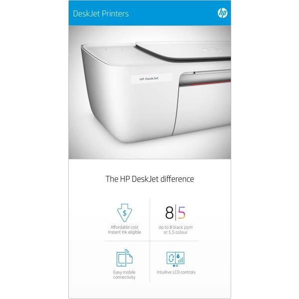 HP DeskJet 3760 All-in-One printer, Kleur, Printer voor Home, Afdrukken, kopiëren, scannen, draadloos, Draadloos; Geschikt voor Instant Ink; Printen vanaf een telefoon of tablet; Scannen naar pdf (T8X19B#629)