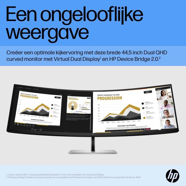 HP E45c G5 computer monitor 113 cm (44.5") 5120 x 1440 Pixels DQHD LCD Zwart, Zilver (6N4C1E9#ABB) 2/5