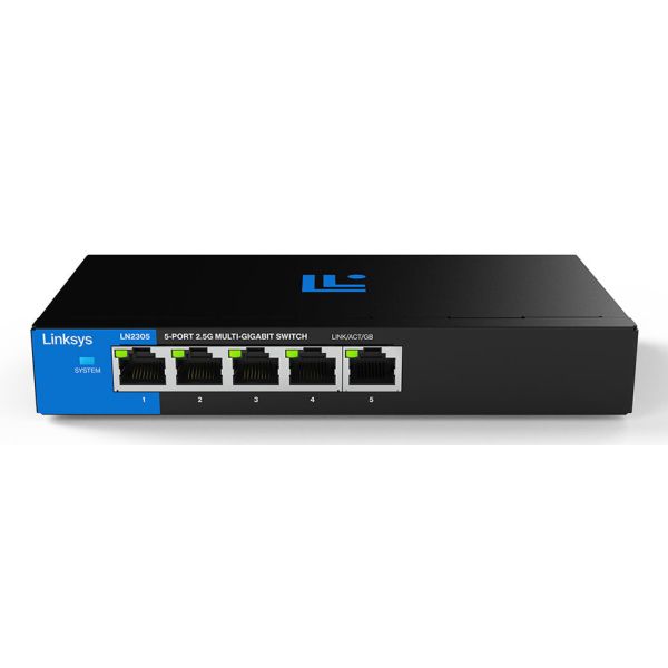 Linksys LN2305-KE netwerk-switch Unmanaged L2 2.5G Ethernet (100/1000/2500) Desktop Zwart, Blauw (LN2305-KE)