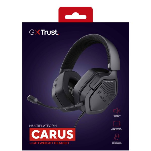 Trust GXT 492 Carus Gaming Headset - Bedrade gamingheadset – Afneembare microfoon – Over-ear ontwerp – Zwart (25447) Trust GXT 492 Carus Gaming Headset - Bedrade gamingheadset – Afneembare microfoon – Over-ear ontwerp – Zwart (25447)