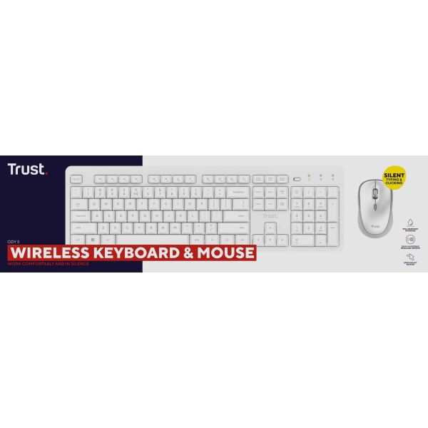 Trust Ody II toetsenbord Inclusief muis Thuis/Werk RF Draadloos Duits Wit (25468)