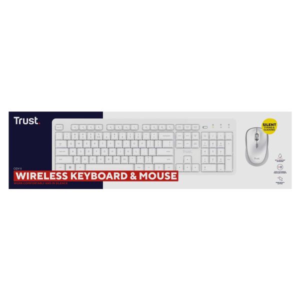 Trust Ody II toetsenbord Inclusief muis Thuis/Werk RF Draadloos Duits Wit (25468)