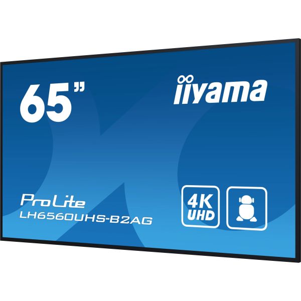 iiyama LH6560UHS-B2AG beeldkrant Digitaal A-kaart 165,1 cm (65") LED Wifi 500 cd/m² 4K Ultra HD Zwart Type processor Android 11 24/7 (LH6560UHS-B2AG)