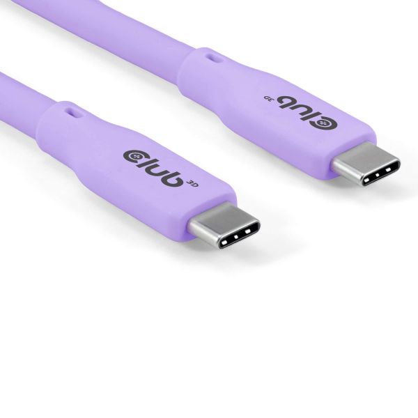 CLUB3D USB C oplaadkabel paars siliconen & tangle-free (CAC-3004)