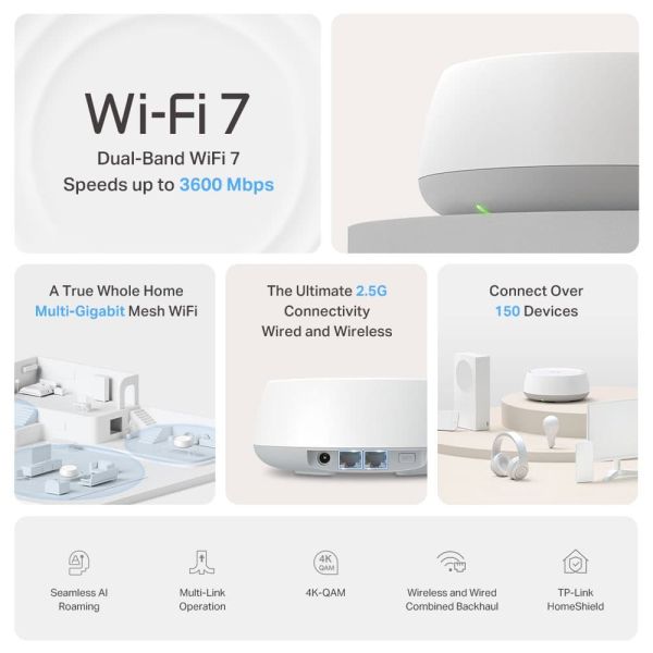TP-Link DECO BE25(3-PACK) mesh-wifi-systeem Dual-band (2.4 GHz / 5 GHz) Wi-Fi 7 (802.11be) Wit 2 Intern (DECO BE25(3-PACK))