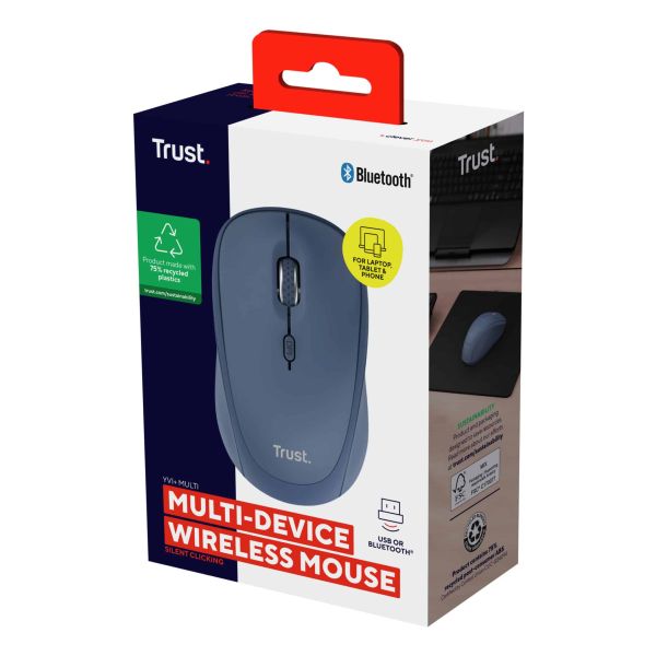 Trust Yvi+ muis Universeel Ambidextrous RF-draadloos + Bluetooth Optisch 1600 DPI (25455) Trust Yvi+ muis Universeel Ambidextrous RF-draadloos + Bluetooth Optisch 1600 DPI (25455)